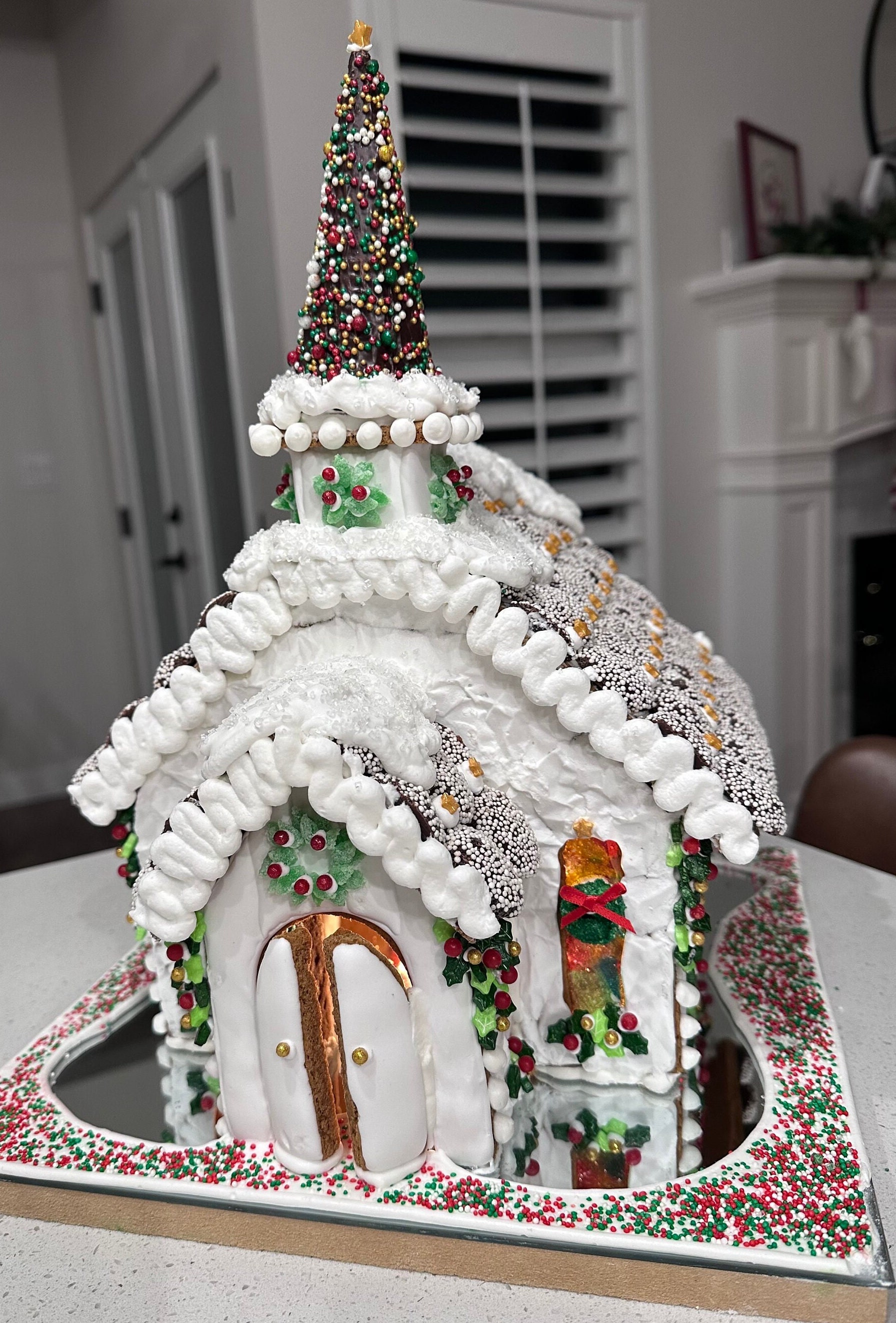 Christmas Gingerbread Chapel Template Etsy Christmas Gingerbread Chapel Template Etsy