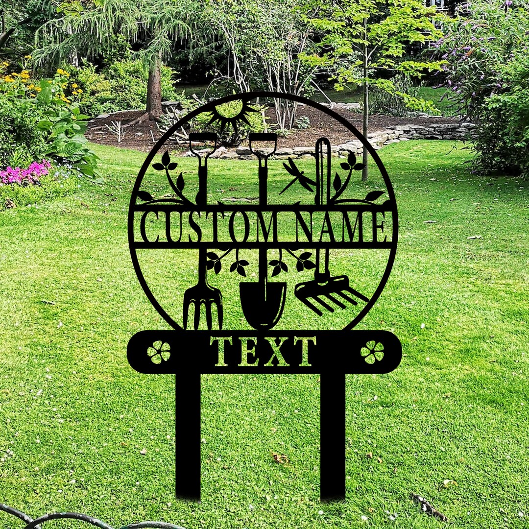 Custom Metal Garden Sign With Stake Personalized Garden Stake Etsy