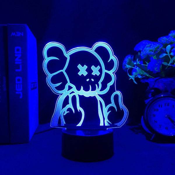 KAWS Bear Middle Finger Gaming Lamp Night Light LED Touch Light Home Decorations
