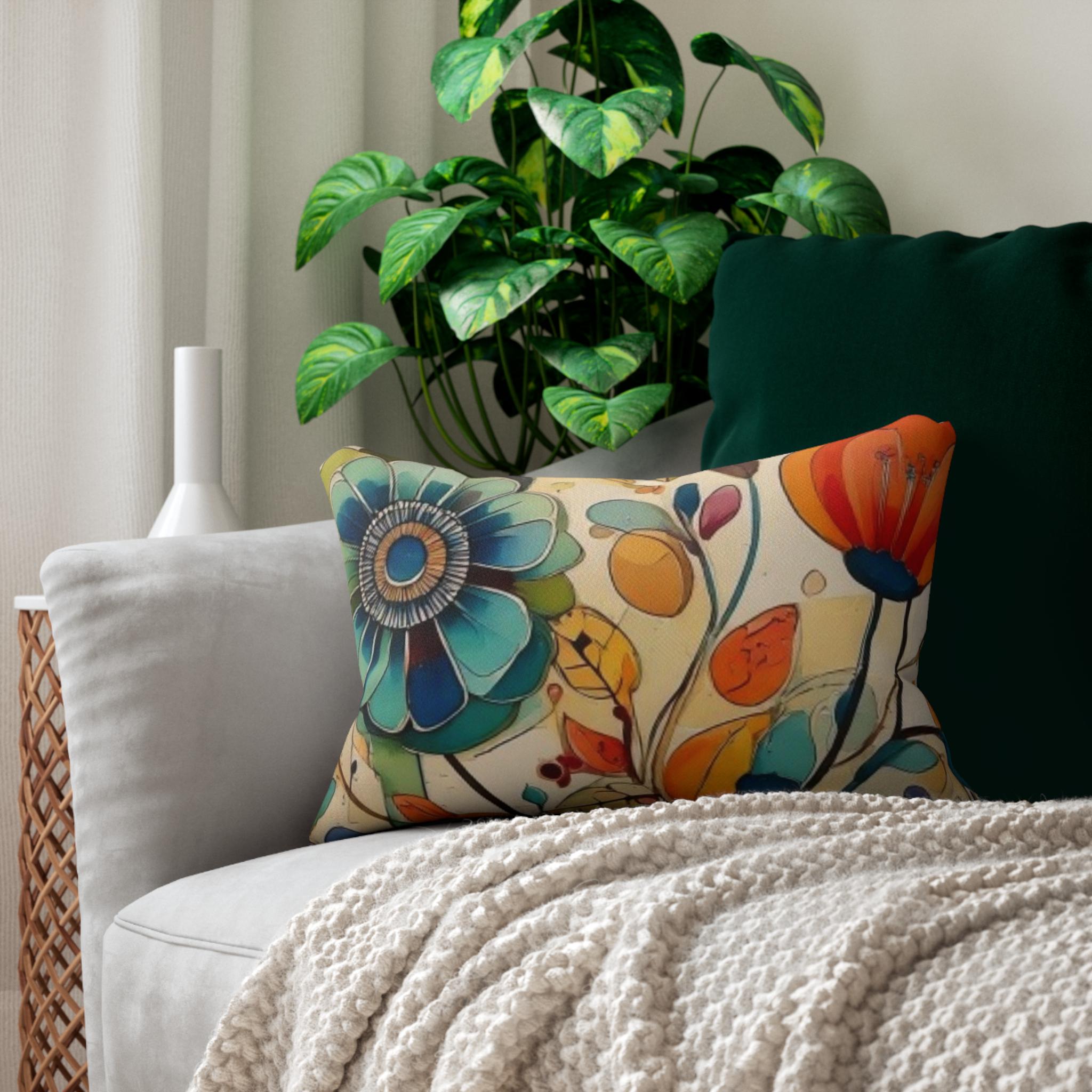 20 x 14インチのカラフルな花柄ランバーピロー、装飾ソファクッション