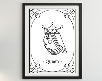 Queen Wall Art, His & Hers Decor, Style minimaliste, Décoration murale, Téléchargement numérique, She-shed, Art imprimable