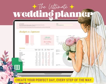 Digital Wedding Planner, Wedding Planner Spreadsheet, Wedding Timeline, Wedding Checklist, Wedding Budget Planner, Wedding Template Sheet