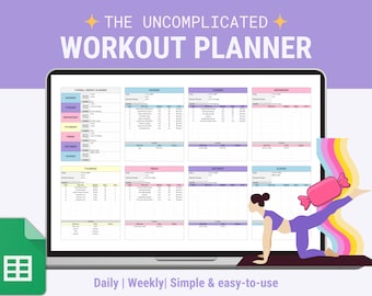Arkusz kalkulacyjny do planowania treningu, tygodniowy planer treningu dla Arkuszy Google, codzienny tygodniowy fitness, tracker fitness, planer fitness, trening 2024
