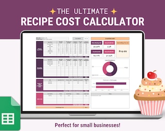 Recipe Cost Calculator, Spreadsheet Template for Google Sheets, Recipe Costing Template, Cooking & Baking Ingredients Cost Calculator 2024