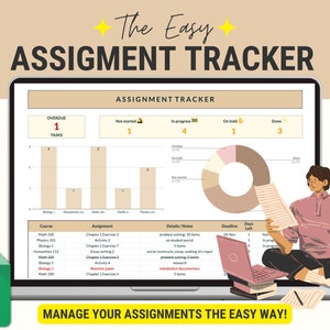 Assignment Tracker Google Sheets,Assignment Tracker Sheet,Homework Planner Checklist, Digital Student Planner, Study Project & Essay Planner