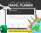 Travel Planner, Trip Planner, Travel Journals, Vacation Planner Spreadsheet for MS Excel, Travel Budget Itinerary Planner for Year 2024