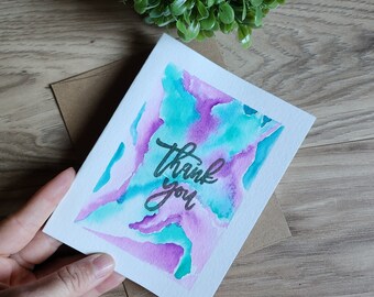 One (1) Watercolor Painted Greeting Card | Hand Painted 3.5x5 inch | Blank Card with Envelope | Greeting Card | Stationery | Modern