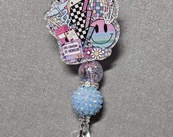 Badge reel medical happy face