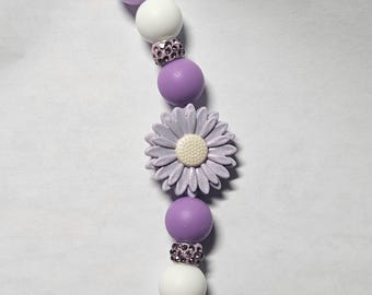 beaded purple flower tumbler cup charm