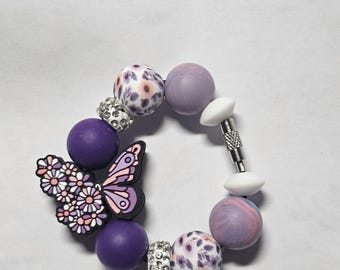 beaded purple butterfly tumbler cup charm