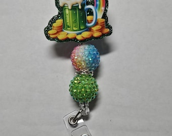 Badge reel st. Patrick's day rainbow