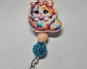Badge reel Easter egg kitten