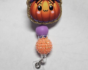 Badge reel cute pumpkin