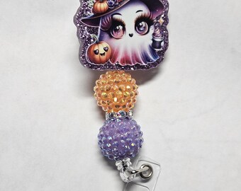 Badge reel girl purple ghost