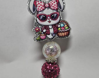 Badge reel girl Easter bunny
