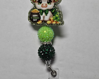 Badge reel st. Patrick's day cow