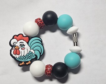 beaded chicken rooster tumbler cup charm