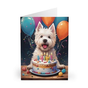 Lot de 5 cartes de voeux d'anniversaire pour chien West Highland White Terrier, gâteau, carte de joyeux anniversaire du chien à maman, papa, femme, mari, propriétaire, cadeau