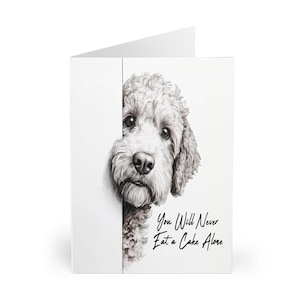 Lot de 5 cartes de voeux pour gâteau d'anniversaire chien Goldendoodle drôle, carte du chien à maman papa tante grand-mère grand-père femme mari propriétaire cadeau