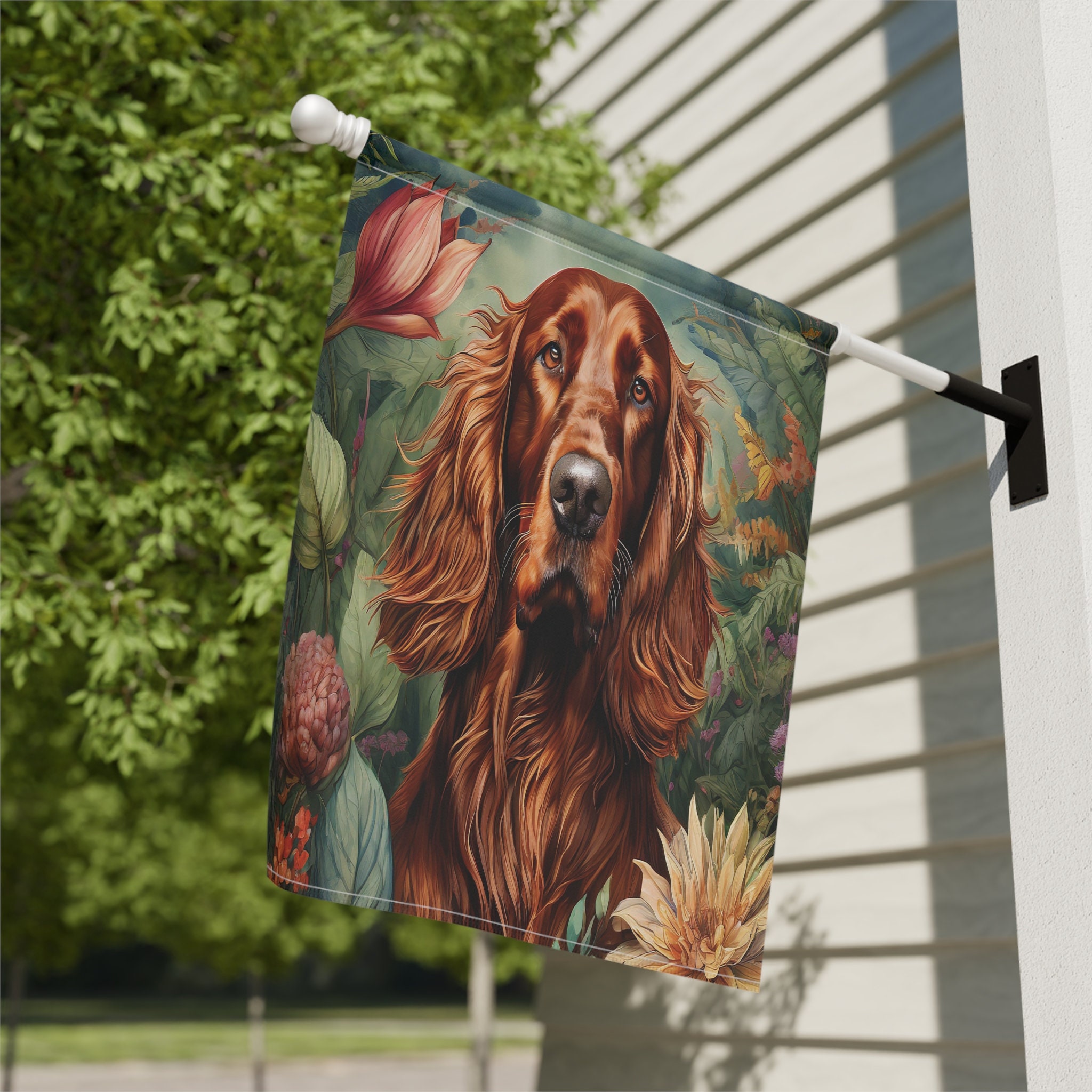 PWHAOO Irish Setter Willkommens-Flagge – Garten- & Türdeko, Rot-weiß, 45,7 X 31,8 Cm, Doppelseitig Bedruckt