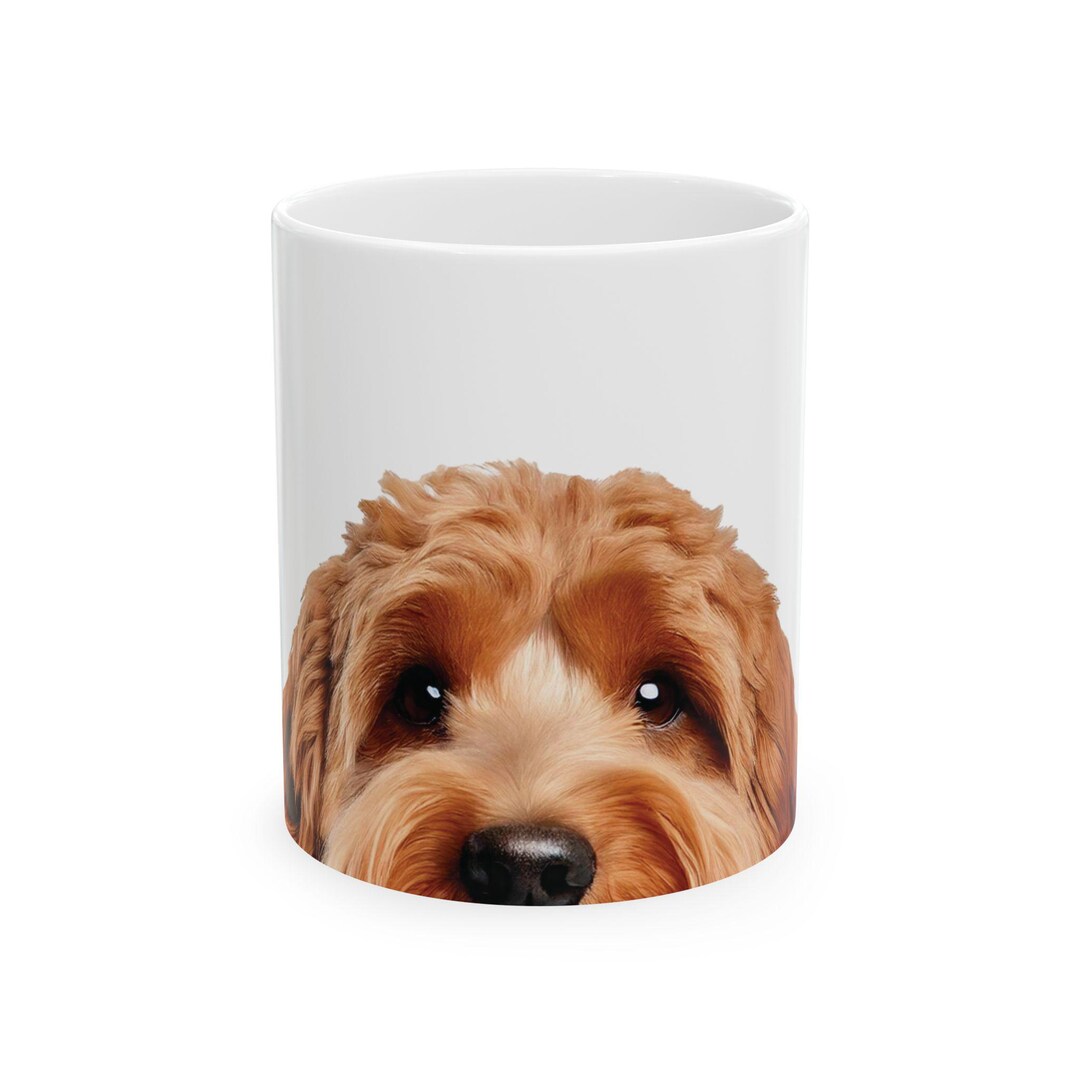 Funny Cockapoo Coffee Mug, Cute Peeking Dog Mom Dad Owner Lover Ceramic ...