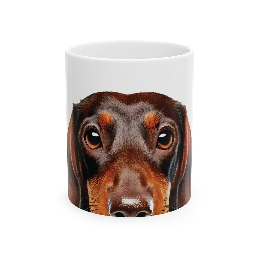 Funny Dachshund Coffee Mug, Peeking Dog Mom Dad Lovers Owner Pet — free download