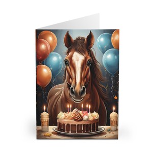 Paquet de 5 cartes de voeux d'anniversaire cheval brun ferme carte de gâteau de joyeux anniversaire pour ami maman papa tante oncle grand-mère grand-père femme mari cadeau