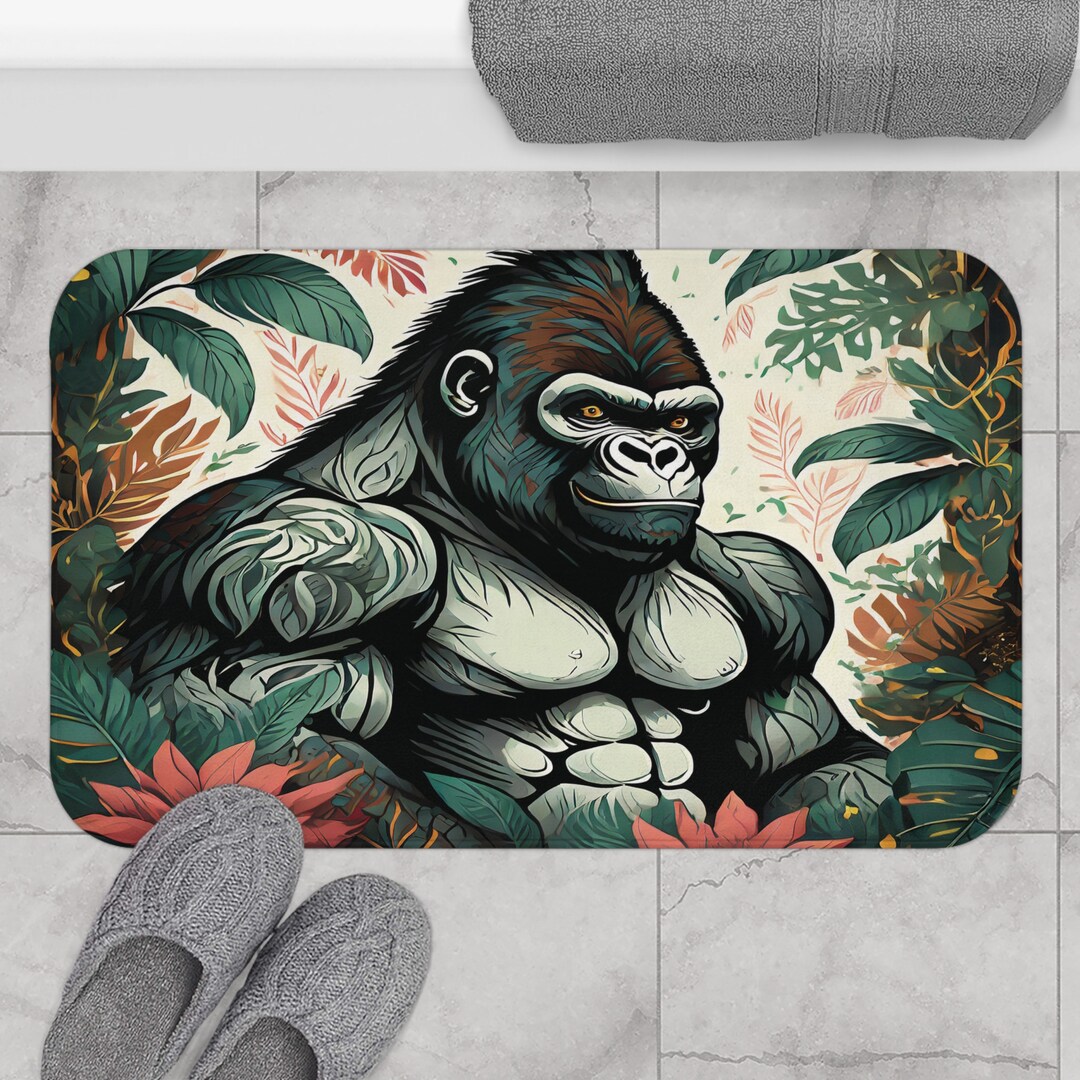 Gorilla Bath Mat Wild Animal Woodland Forest Jungle Floral Etsy
