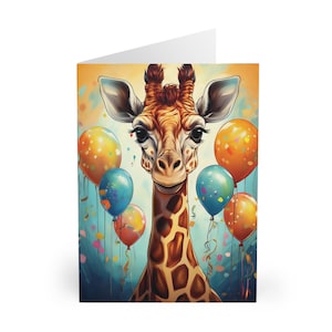 Lot de 5 cartes de voeux d'anniversaire girafe Safari Afrique animal carte de gâteau de joyeux anniversaire pour ami maman papa grand-mère grand-père femme mari cadeau