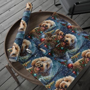 Carta da regalo per cani Labradoodle, Natale, inverno, neve, cane, mamma, papà, proprietario, rotolo di carta da regalo, decorazione per feste/compleanno/capodanno