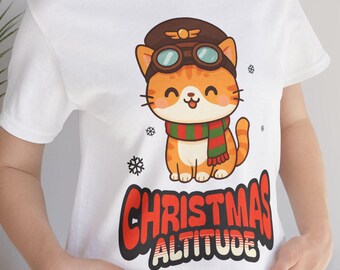 Camiseta navideña de gato aviador / Gráfico de gatito navideño