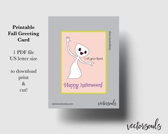 Printable Halloween greeting card instant download 7 x 5 inch Halloween card, Happy Halloween card to download, I lift your spirit card