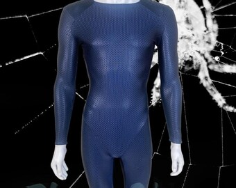 Blue Spider-man Muscle Base Suit,Custom Printed Bodysuit for DIY Cosplay,Blue Screen-Printed Muscles Jumpsuit