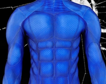 Blue Team Muscle Suit: Cosplay Bodysuit for Men