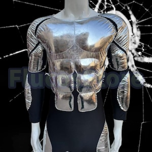 Leather Muscle Suit Jumpsuit,Custom Cosplay Costume for Men,Silver Muscle Suit Bodysuit Cosplay Muscle Bodysuit