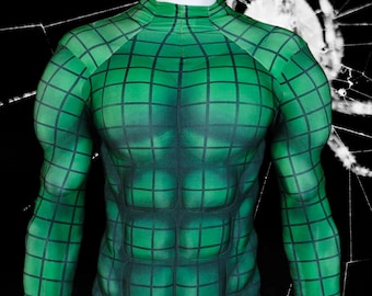 Smick Green Check Muscle Suit: Cosplay Bodysuit for Men,Cosplay Base Layer Costumes