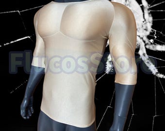 Printed T-Shirt Muscle Suit Bodysuit, Champagne Cosplay Costume for Men,Custom Short Sleeves Suits