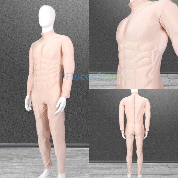 Muskelanzug Jumpsuit, Cosplay Kostüm für Herren, Leichter Muskel Anzug Body Cosplay Muskel Bodysuit