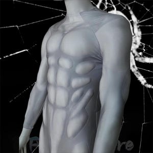 Make-to-Meat-bodysuit met superheld-spierpak, wit-grijs cosplaykostuum voor mannen, bodysuit met helden