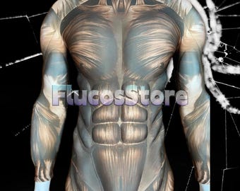 Custom Attack on Titan Muscle Suit Jumpsuit,Handmade Suit Cosplay Costume for Men,Muscle Suit Bodysuit Cosplay Muscle Bodysuit