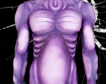 Purplish-red Muscle Suit, Handmade Cosplay Costume for Men,Custom Movie Character Muscle Bodysuit