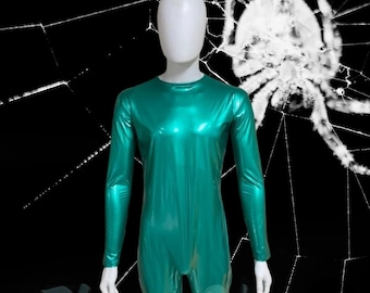 Handmade Green Faux Leather Bodysuit Custom Cosplay Costume Catsuit Superhero Sport Bodysuit Yoga Suits