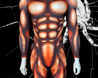 Reddish Brown Muscle Suit Jumpsuit, Men's Cosplay Costume