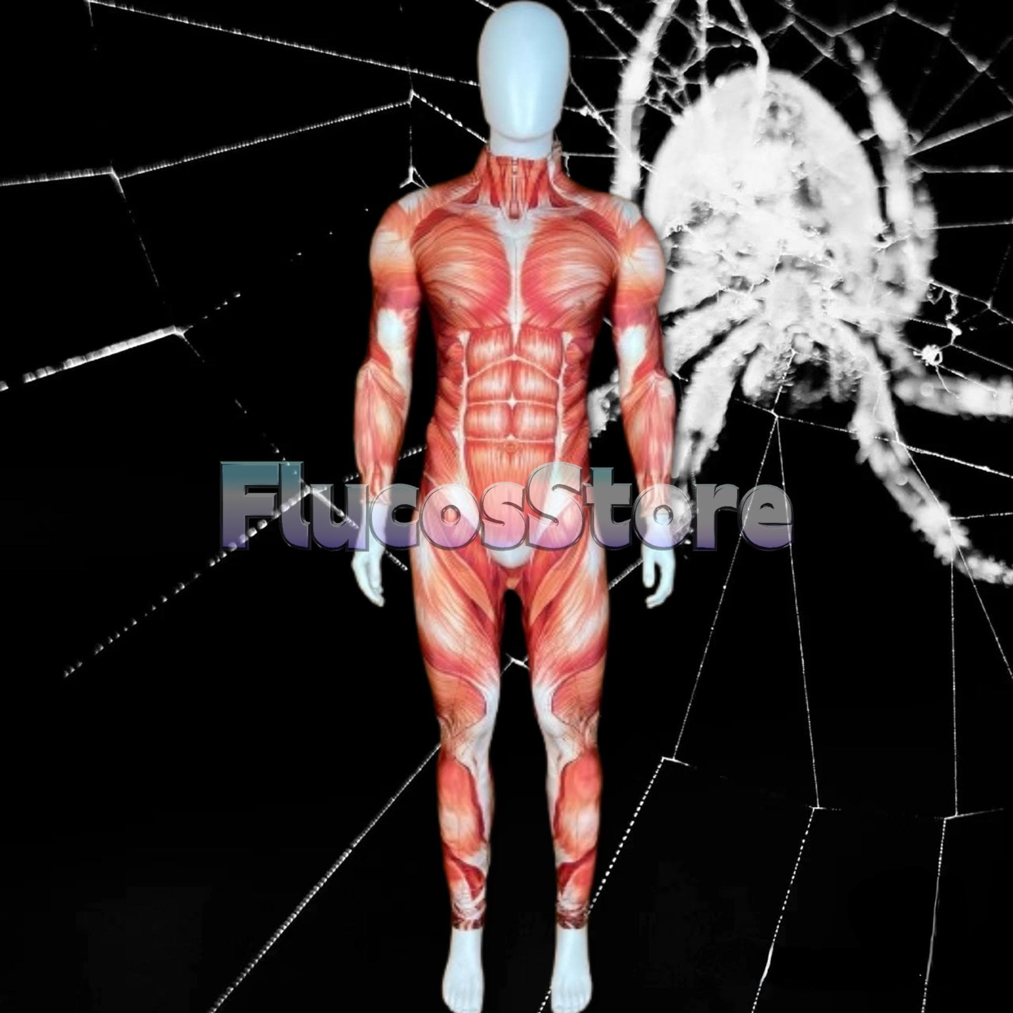 Handmade Muscle Suit Jumpsuit, Body Skeleton Cosplay Costume