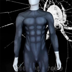 Custom Superhero Muscle Suit Bodysuit, Padded Muscle Costume,Dark Gray Muscles Jumpsuit