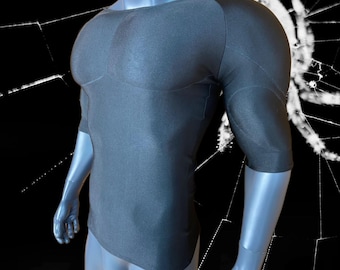 Black Short Sleeves Muscle Suit, Custom Cosplay Costume Bodysuit for Men, Superhero Undershirt