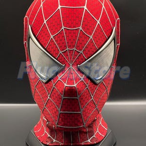 Red Tobey Maguire Spider-Man Cosplay Costume Silkscreen 3D Printing Spider-Man Handmade Faceshell For Halloween Mask Cosplay Spider-man