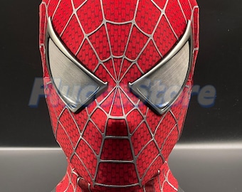 Red Tobey Maguire Spider-Man Cosplay Costume Silkscreen 3D Printing Spider-Man Handmade Faceshell For Halloween Mask Cosplay Spider-man