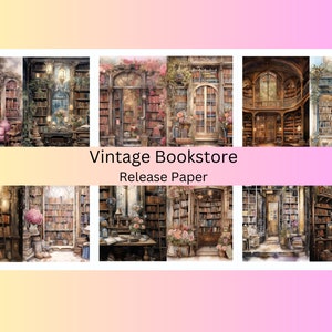 Vinyl Diamond Painting Release Paper &quot;Vintage Bookstore&quot; | Decorative Diamond Painting Release Paper