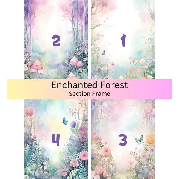 Diamond Painting Removable Numbered Section Frames 4.5 x 3 "Enchanted Forest" | Diamond Painting Section Vinyl Stickers